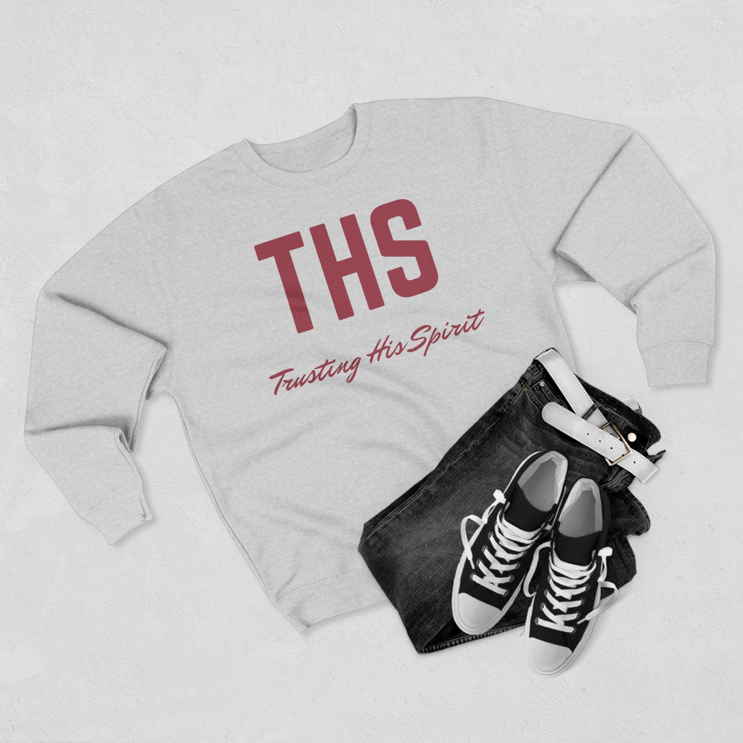 Adult THS Christian Marron Letters Crewneck