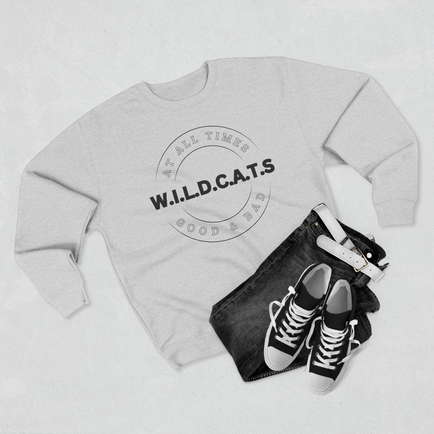 Wildcats Christian Black Letters & Picture Crewneck