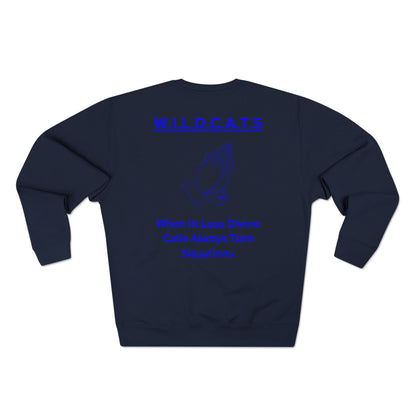 Wildcats Christian Blue Letters & Picture Crewneck