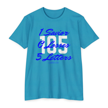 Adult 105 Christian Blue and White Letters Blended