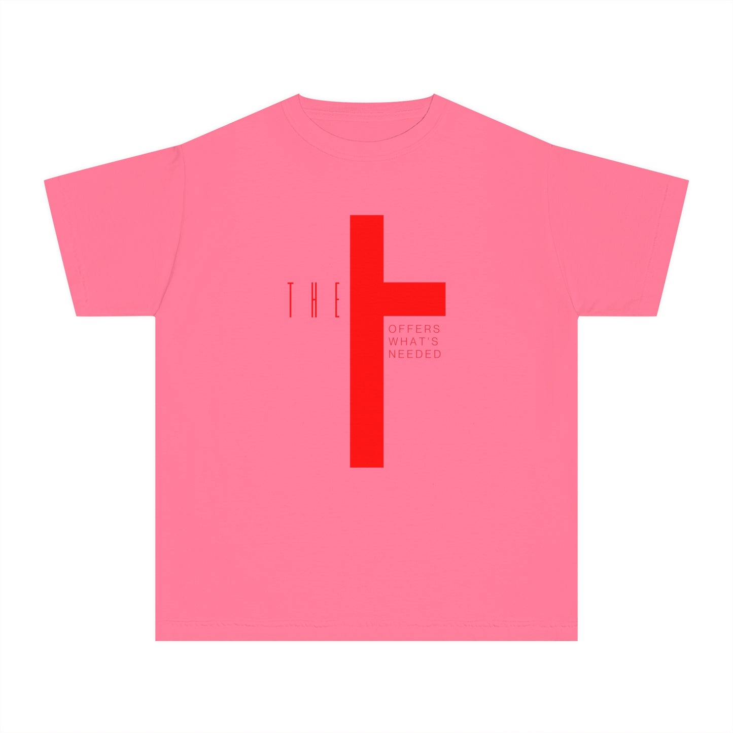 Youth T-Town Christian Red Letters & Cross