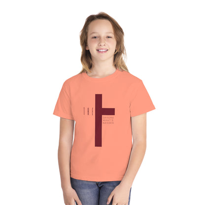 Youth Adult T-Town Christian Marron Letters & Cross