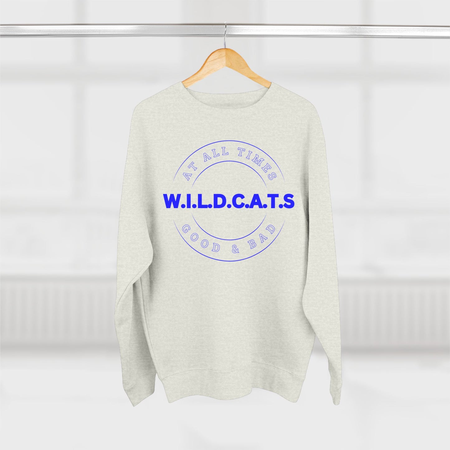 Wildcats Christian Blue Letters & Picture Crewneck