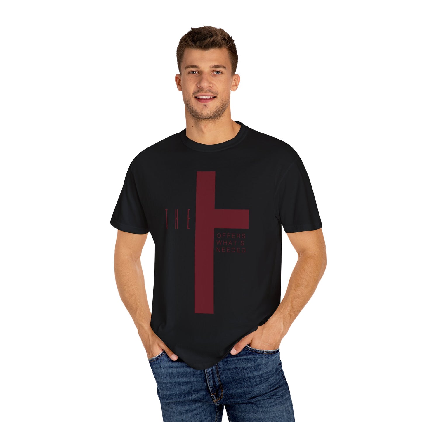 Adult T-Town Christian Marron Letters & Cross