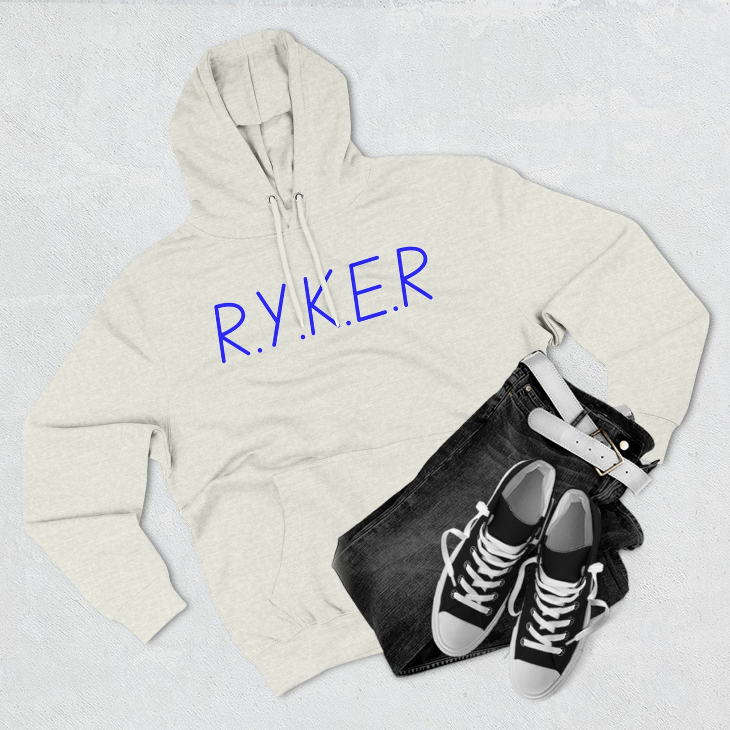 RYKER Christian Blue Letters Blended Hoodie