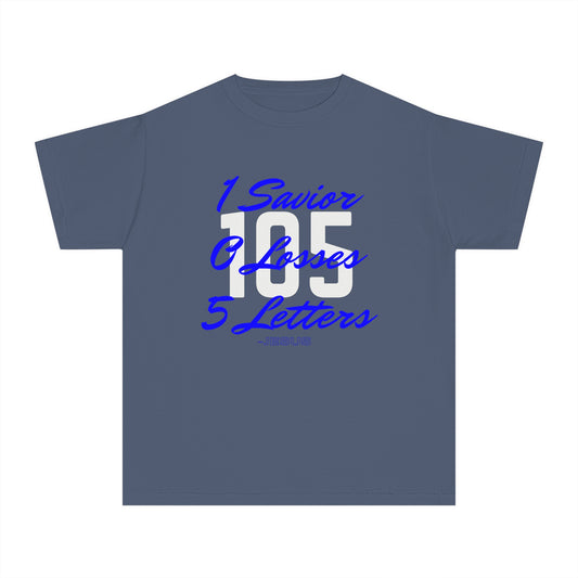 Youth 105 Christian Blue and White Letters