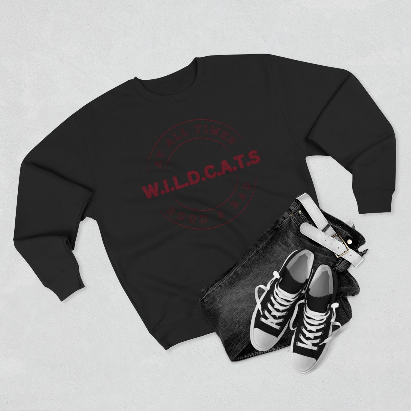 Wildcats Christian Marron Letters & Picture Crewneck