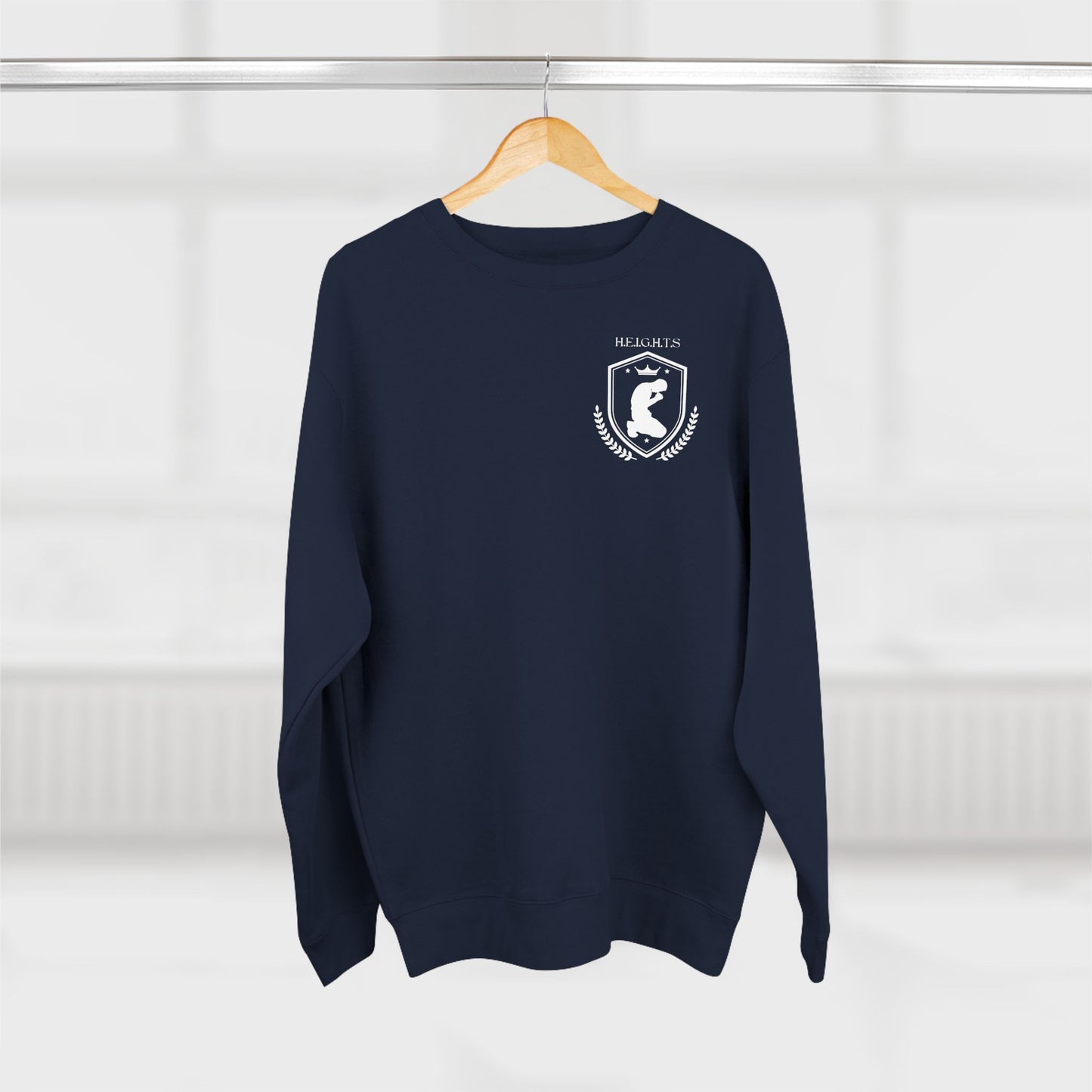 Heights Christian White Letters & Image Crewneck