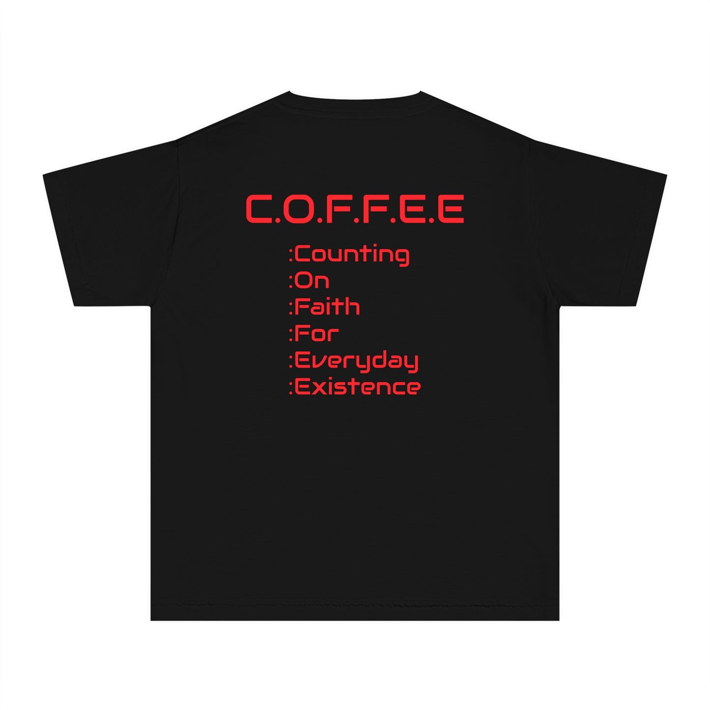 Youth Adult Coffee Christian Red Words Only