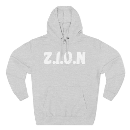 Zion Hoodie White Words & Image