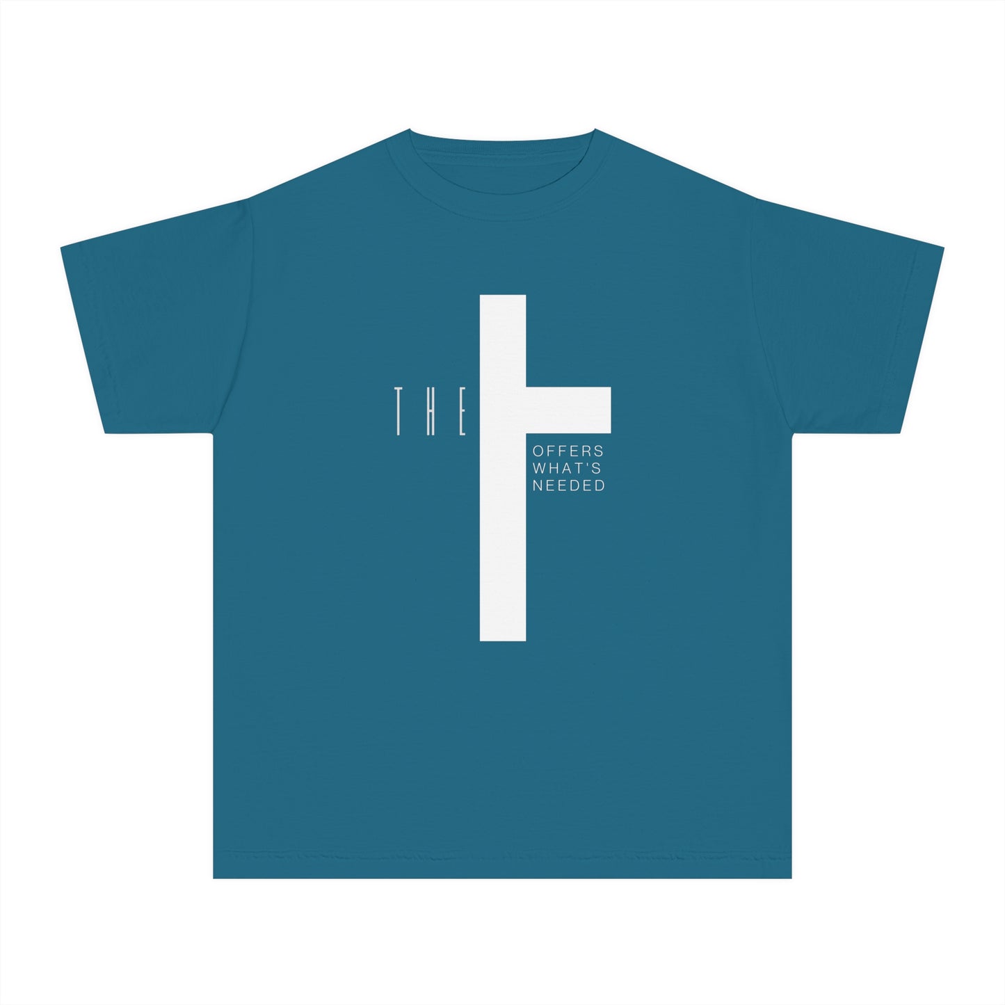 Youth T-Town Christian White Letters & Cross