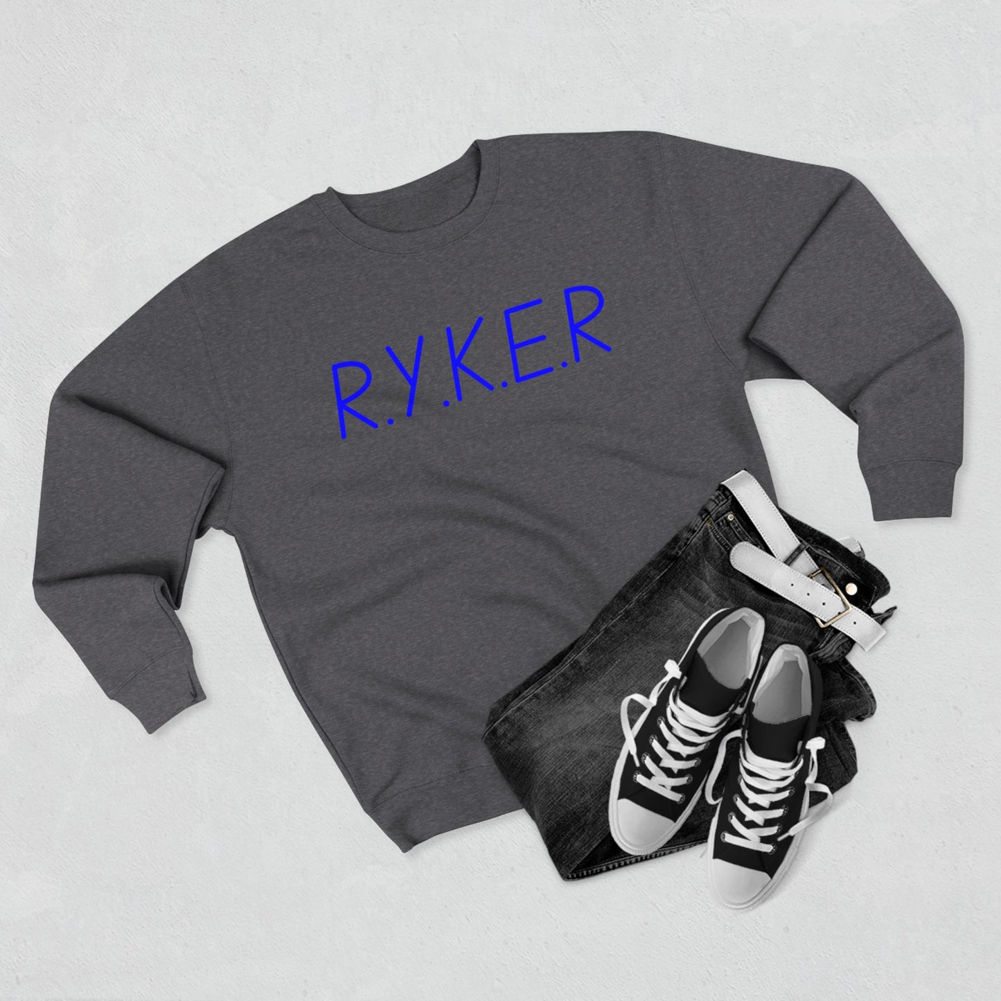 RYKER Christian Blue Letters Crewneck