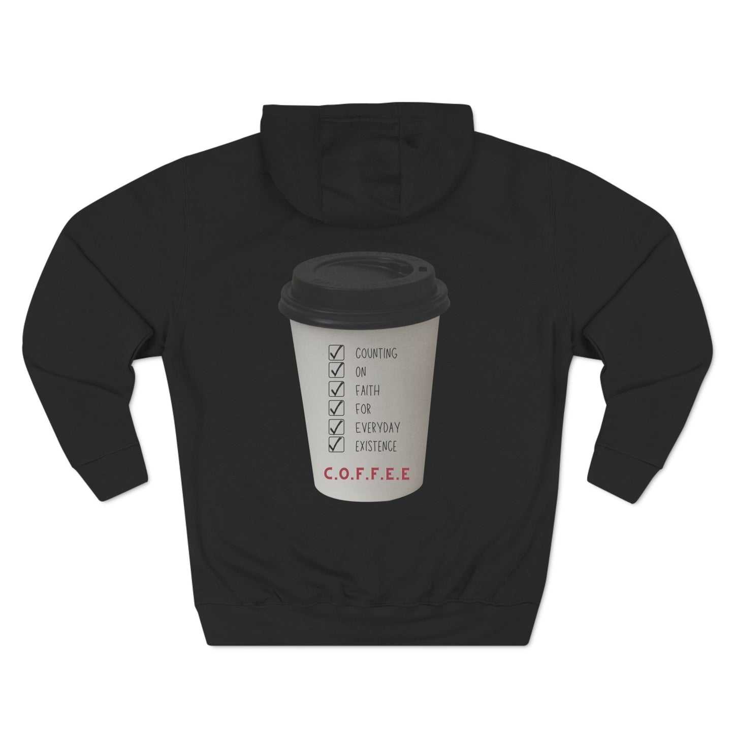 Adult Coffee Christian White Letters & Image Hoodie