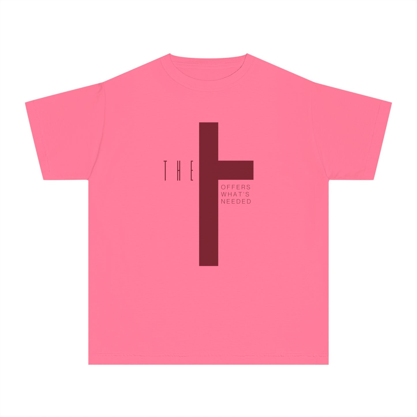 Youth Adult T-Town Christian Marron Letters & Cross