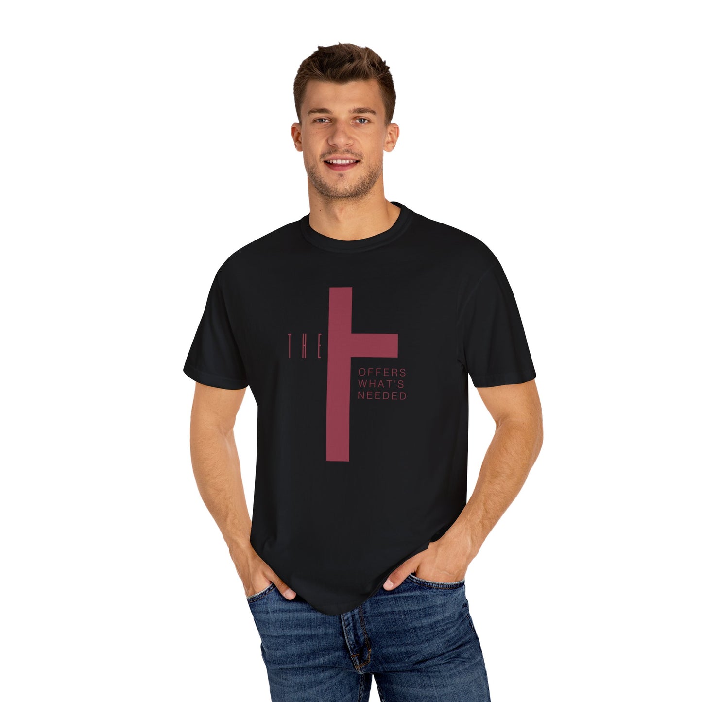 Adult T-Town Christian Marron Letters & Cross