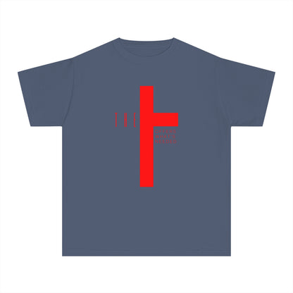 Youth T-Town Christian Red Letters & Cross