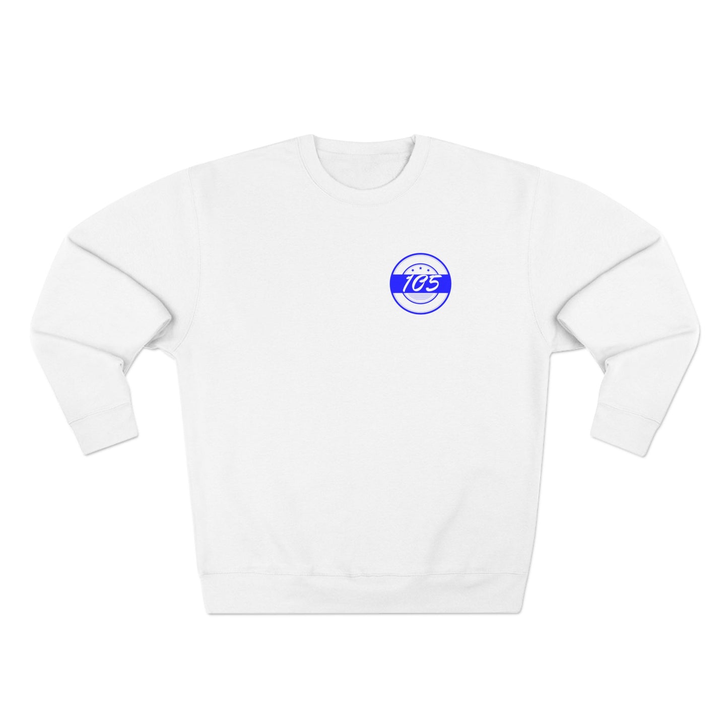 Adult 105 Christian Blue and White Letters Crewneck