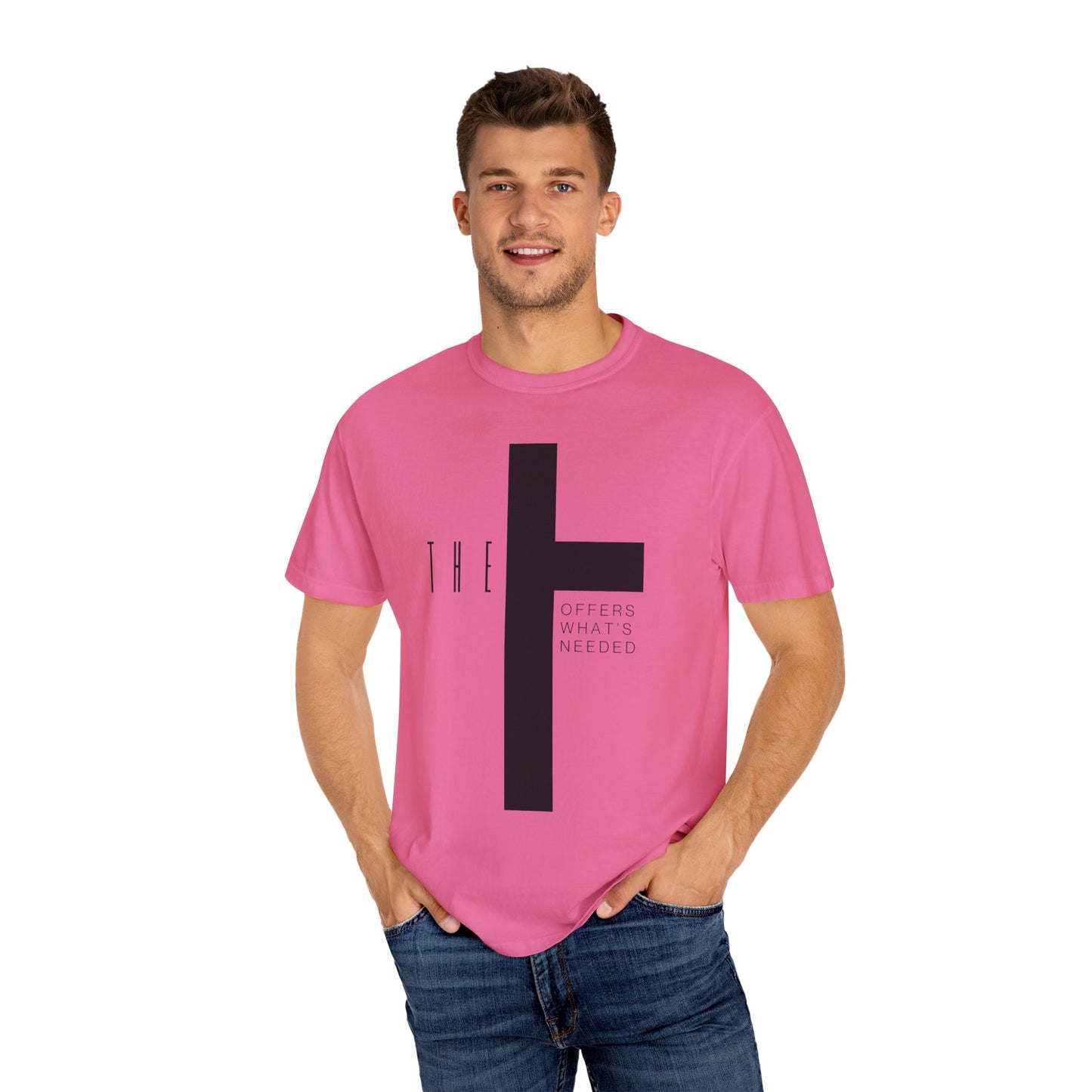 Adult T-Town Christian Black Letters & Cross