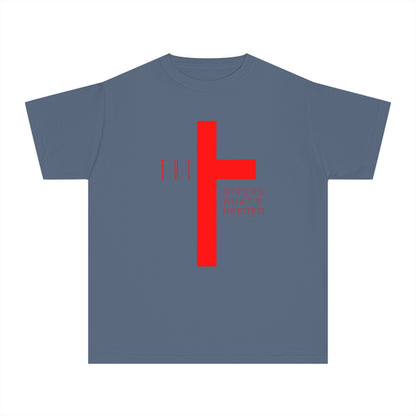 Youth T-Town Christian Red Letters & Cross