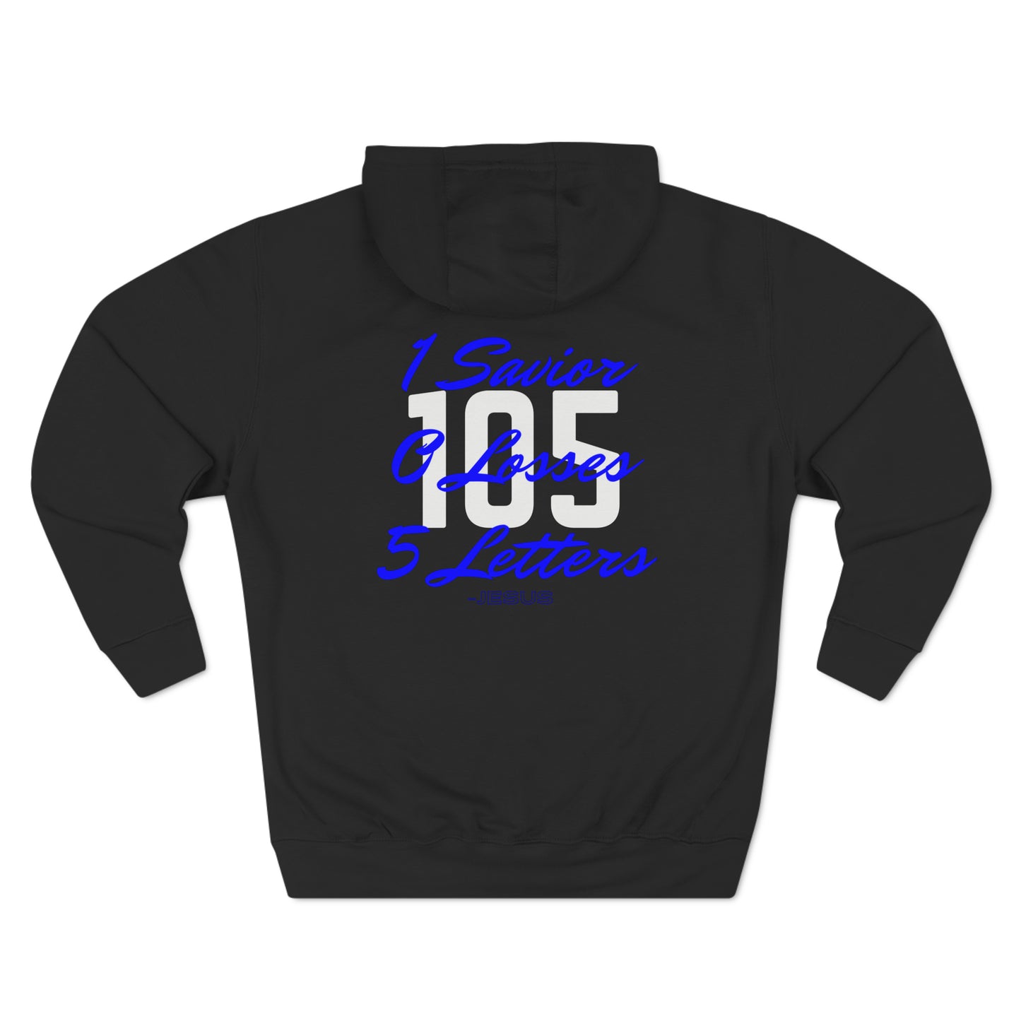 Adult 105 Christian Blue and White Letters Hoodie