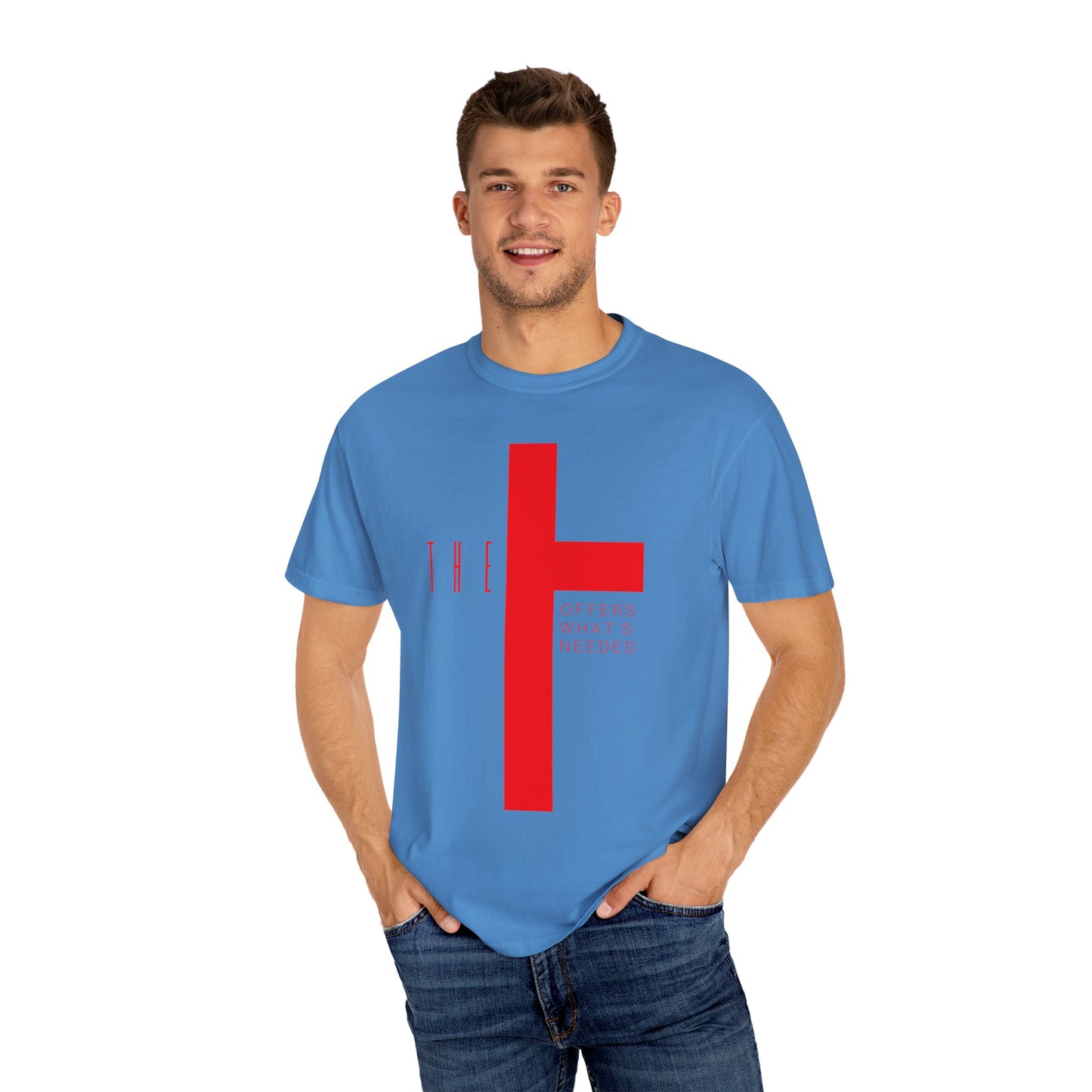 Adult T-Town Christian Red Letters & Cross