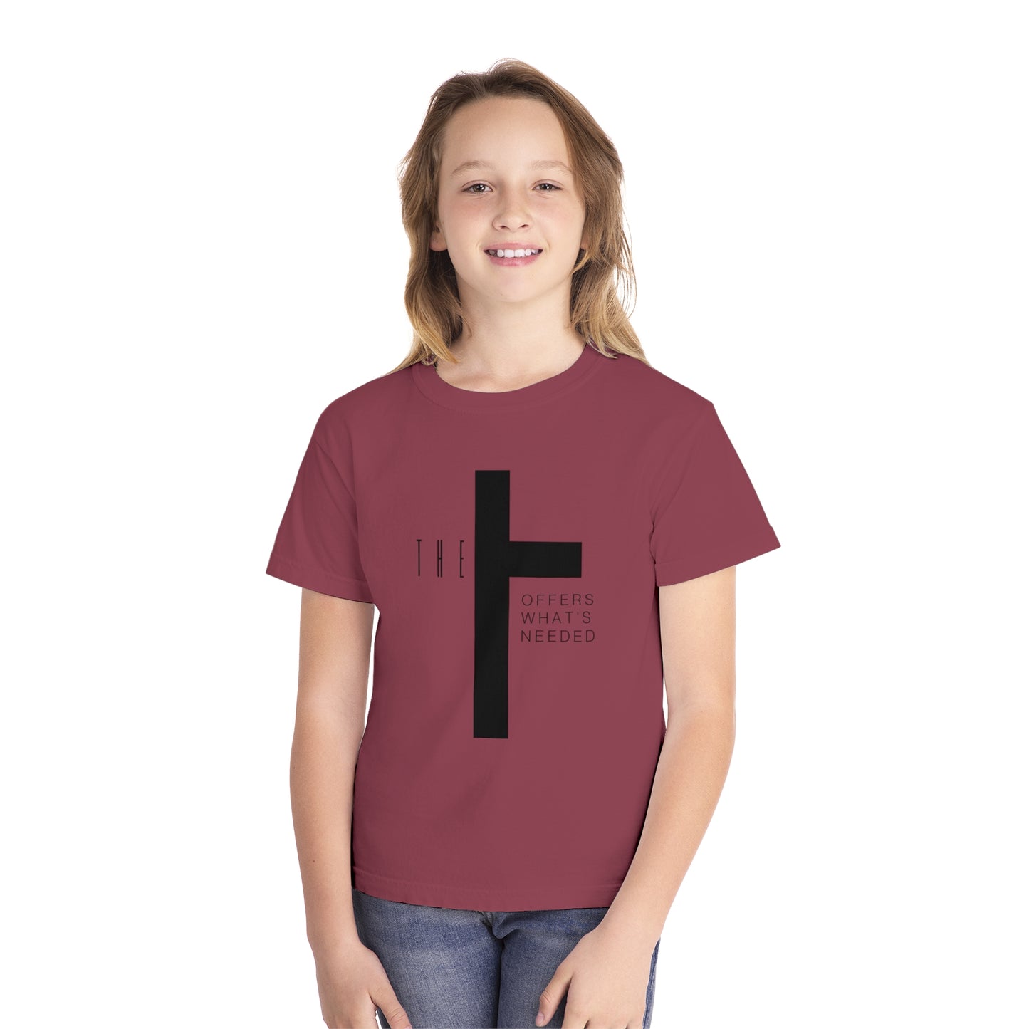 Youth T-Town Christian Black Letters & Cross