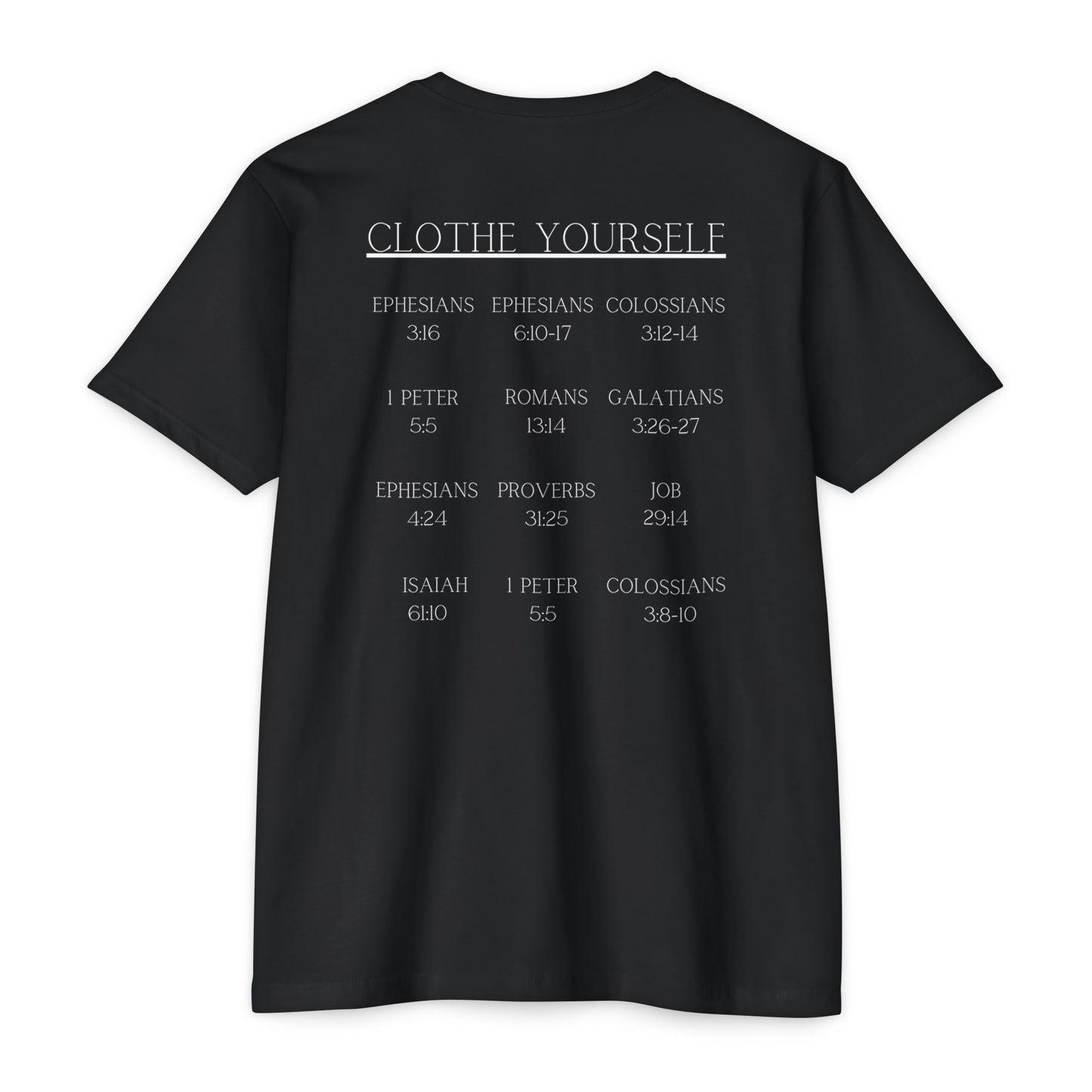 Clothe Yourself White Tshirt(scripture) next level