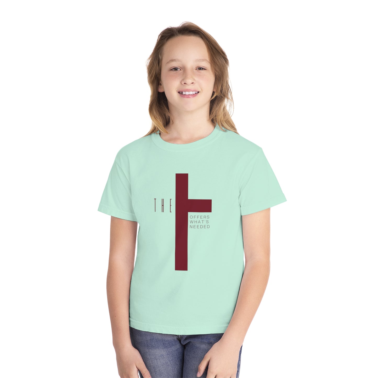 Youth Adult T-Town Christian Marron Letters & Cross