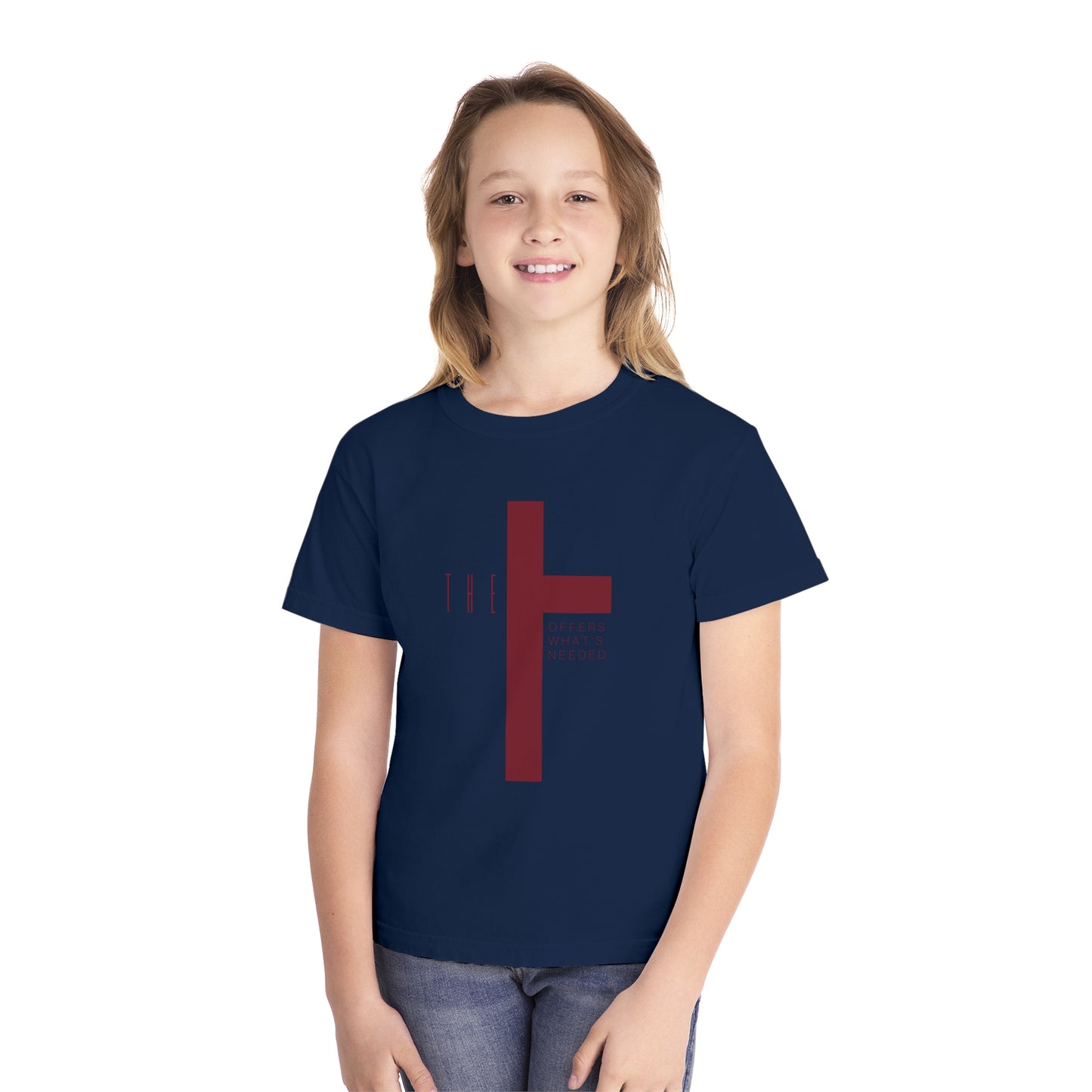 Youth Adult T-Town Christian Marron Letters & Cross