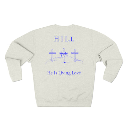 Hill Christian Blue Words Crewneck