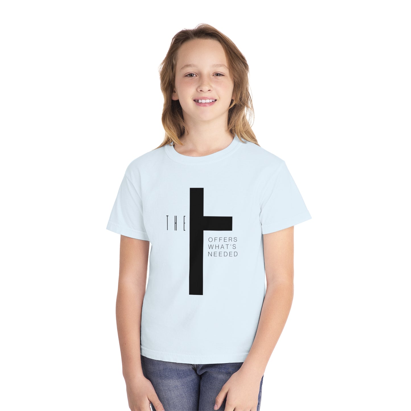 Youth T-Town Christian Black Letters & Cross