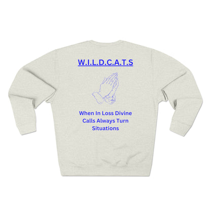 Wildcats Christian Blue Letters & Picture Crewneck