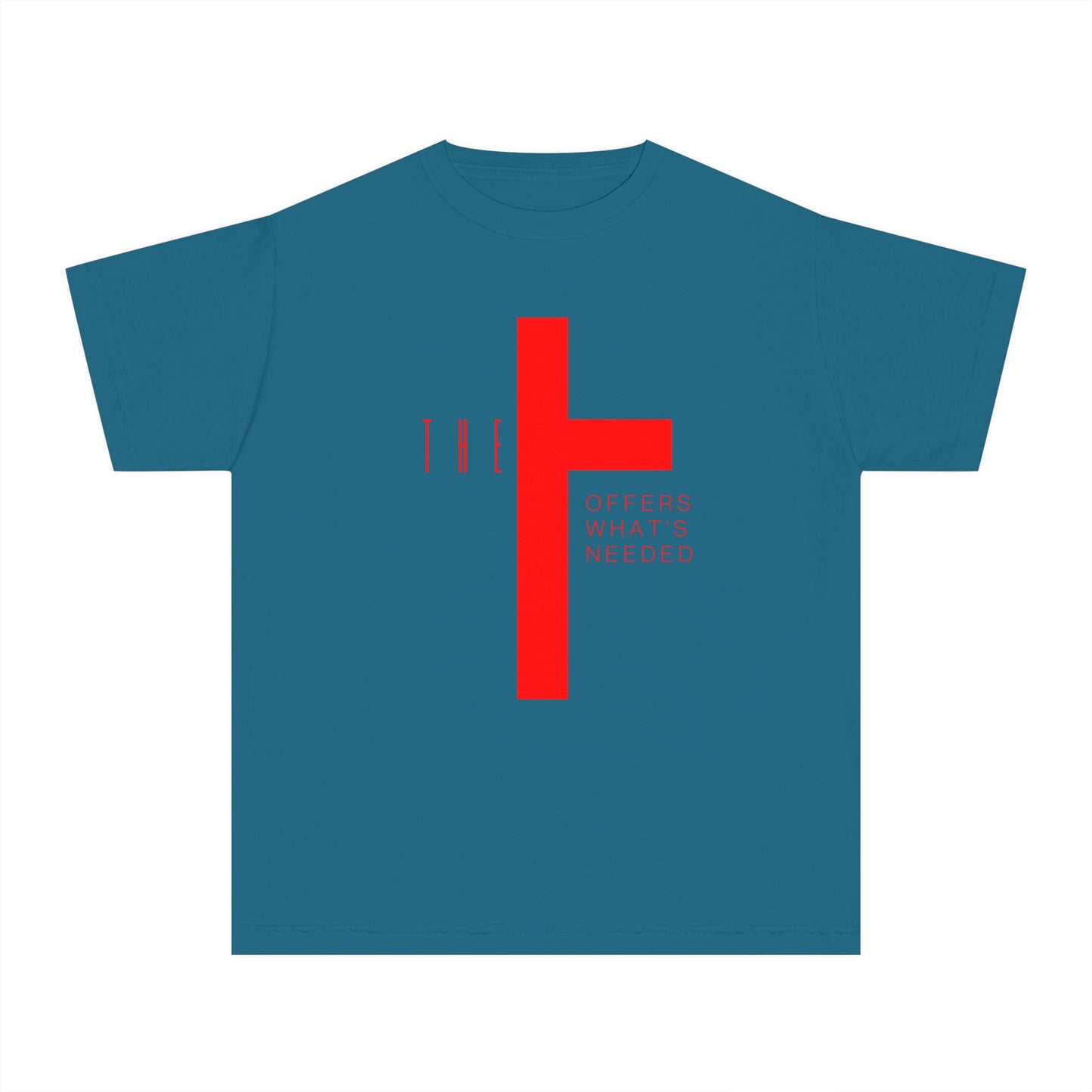 Youth T-Town Christian Red Letters & Cross