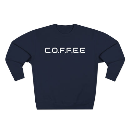 Adult Coffee Christian White Words & Image Crewneck