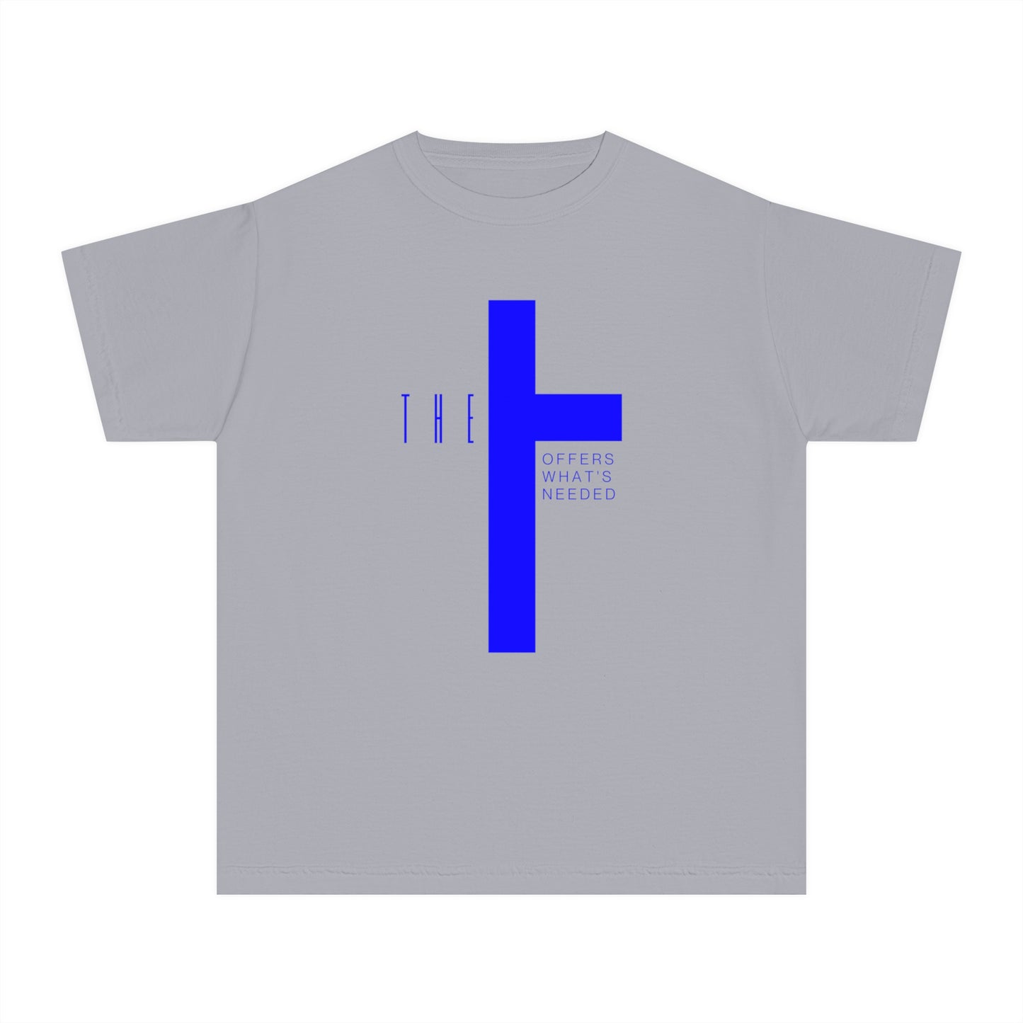 Youth Adult T-Town Christian Blue Letters & Cross