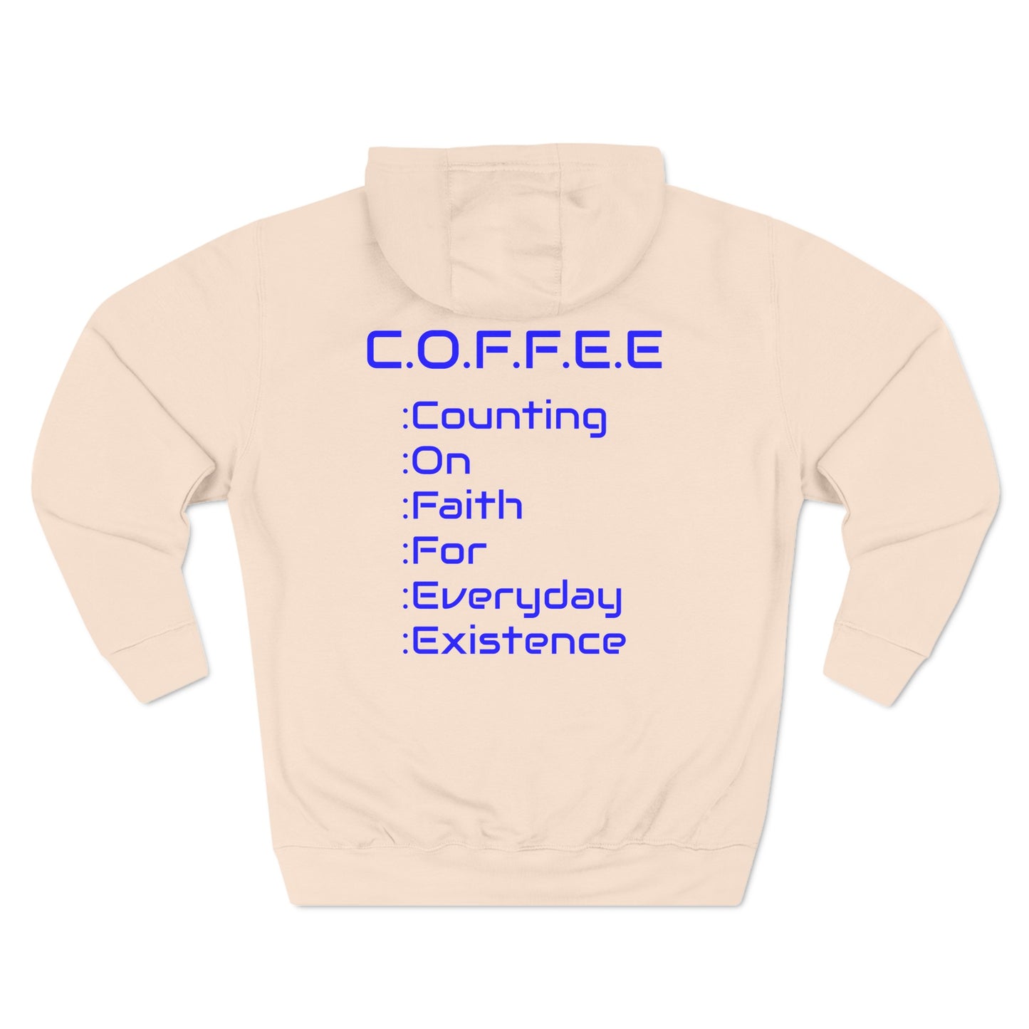 Adult Coffee Christian Blue Words Only Hoodie