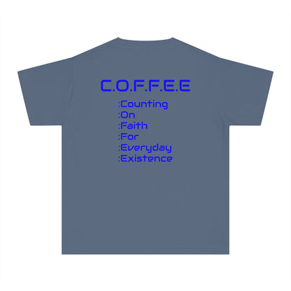 Youth Adult Coffee Christian Blue Words Only