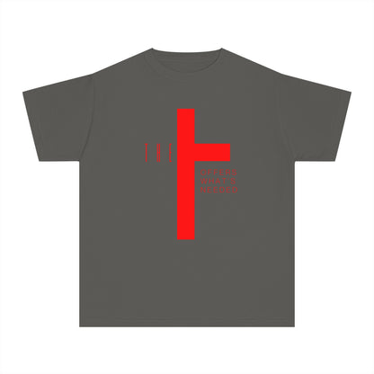 Youth T-Town Christian Red Letters & Cross