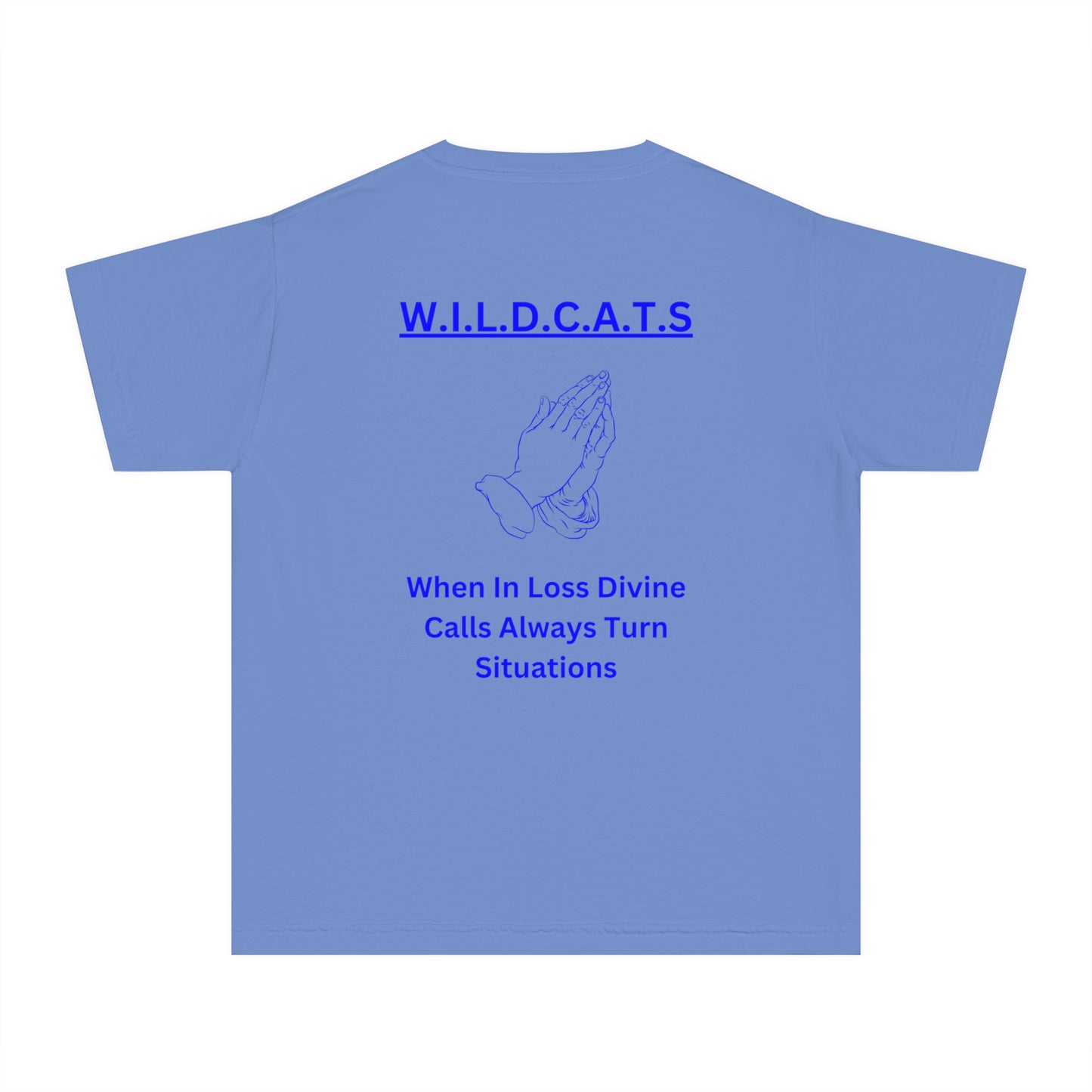 Youth Wildcats Christian Blue Letters & Picture