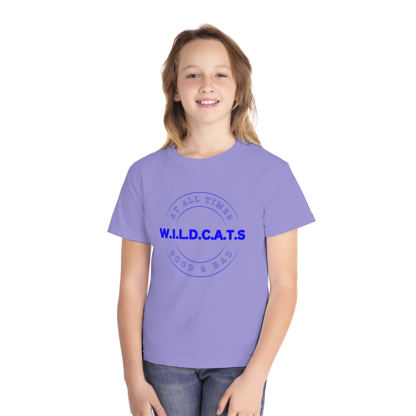 Youth Wildcats Christian Blue Letters & Picture