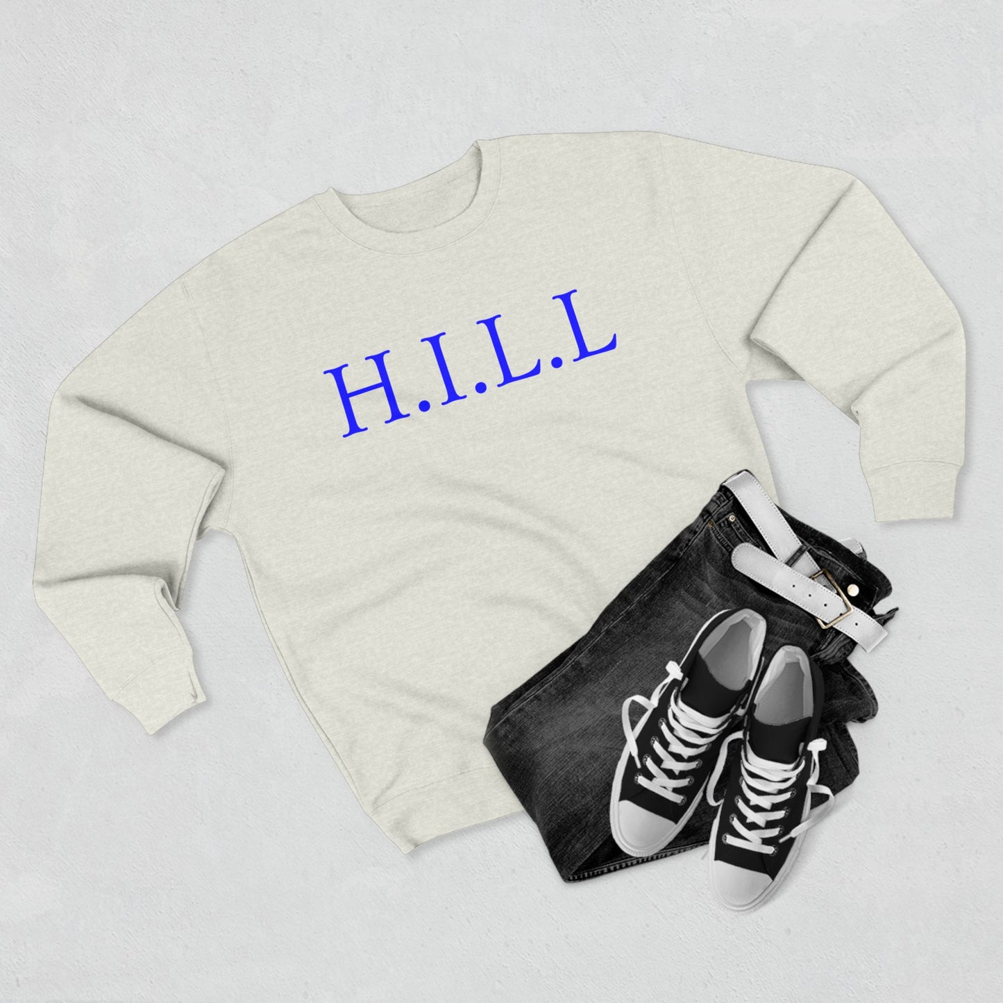 Hill Christian Blue Words Crewneck