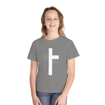 Youth T-Town Christian White Letters & Cross