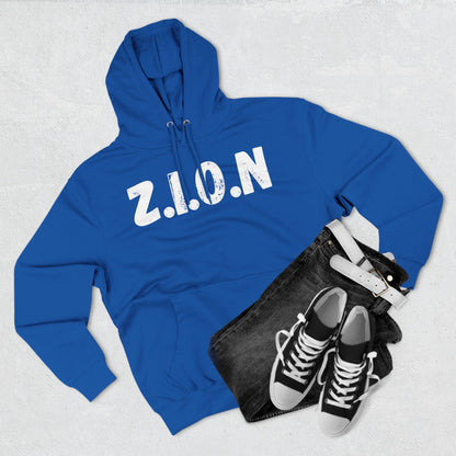 Zion Hoodie White Words & Image