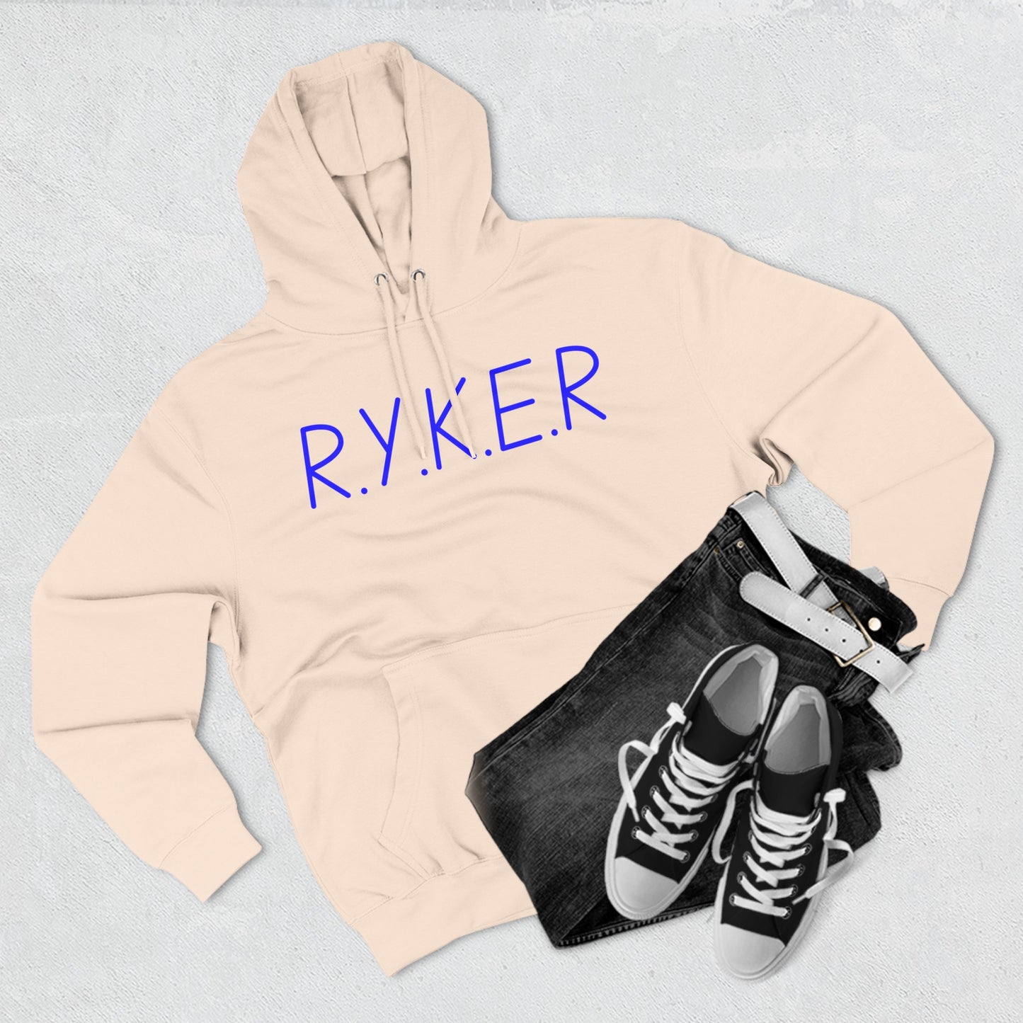 RYKER Christian Blue Letters Blended Hoodie