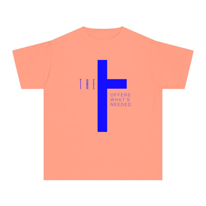 Youth Adult T-Town Christian Blue Letters & Cross