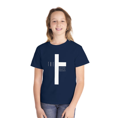 Youth T-Town Christian White Letters & Cross