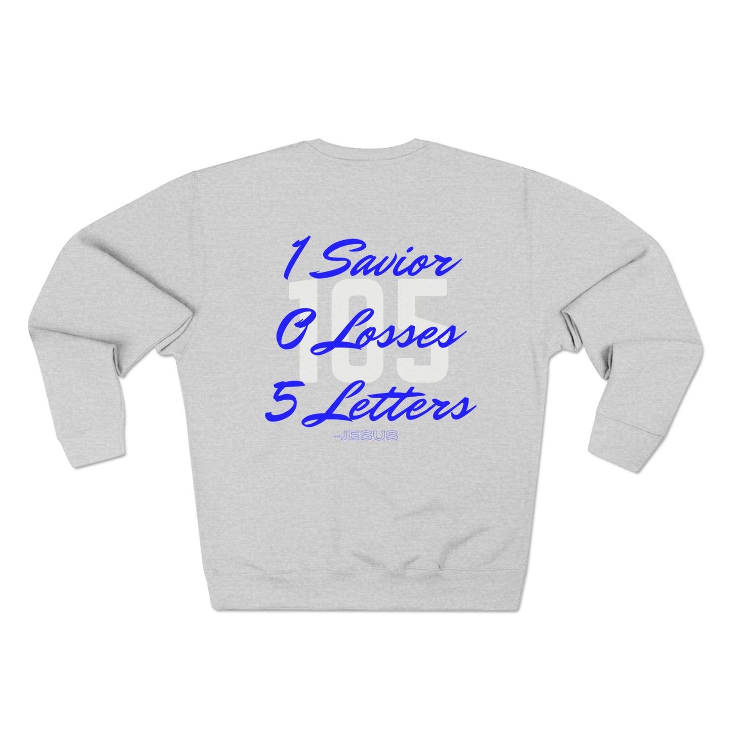 Adult 105 Christian Blue and White Letters Crewneck