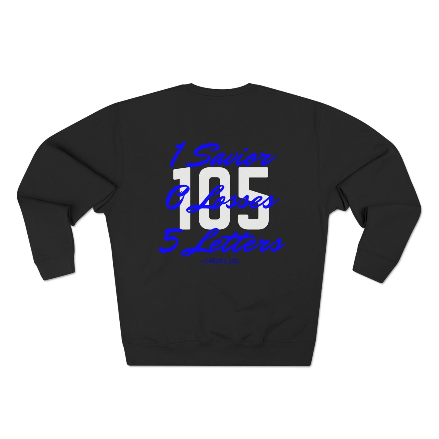 Adult 105 Christian Blue and White Letters Crewneck