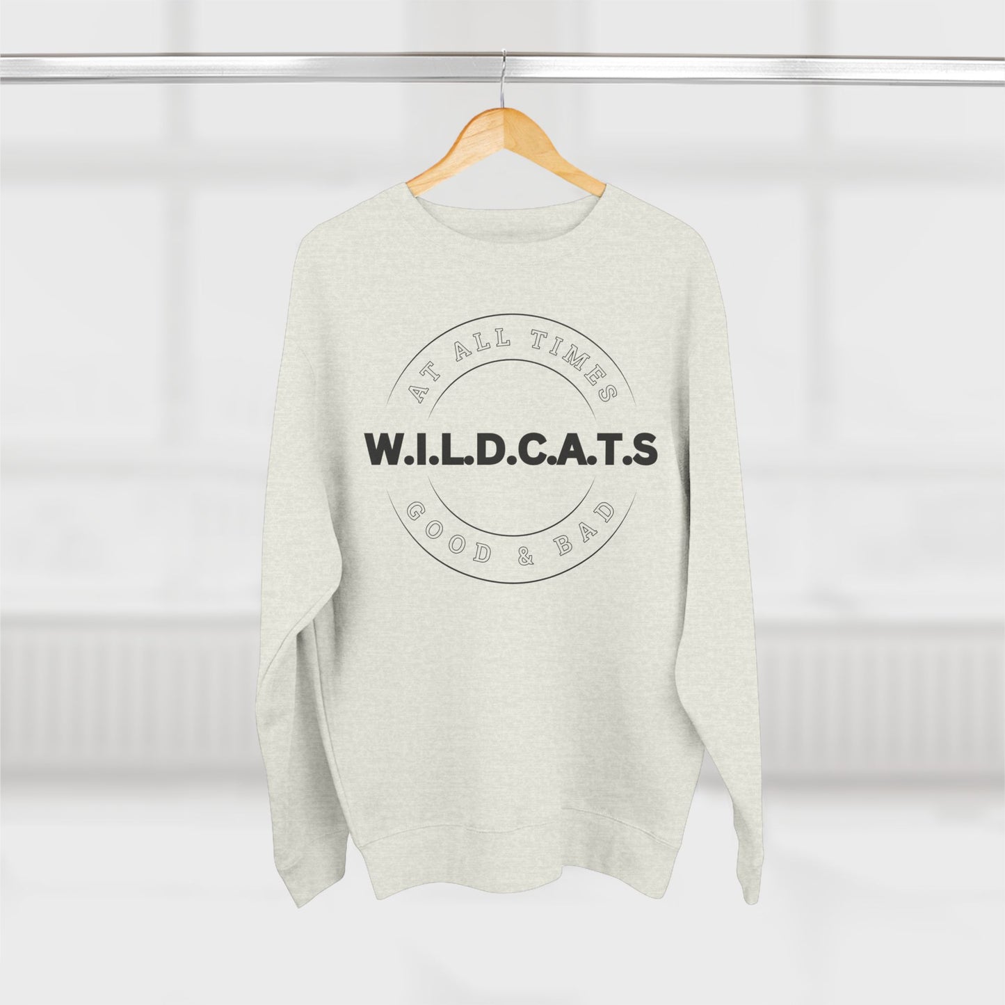 Wildcats Christian Black Letters & Picture Crewneck