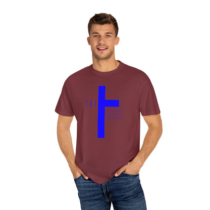 Adult T-Town Christian Blue Letters & Cross